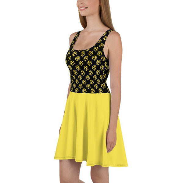 Ancap Anarchy Skater Dress (yellow) - Proud Libertarian - Libertarian Frontier