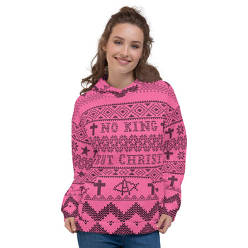 AnarchoChristian No King but Christ Unisex Ugly Christmas Sweater Hoodie - Proud Libertarian - AnarchoChristian