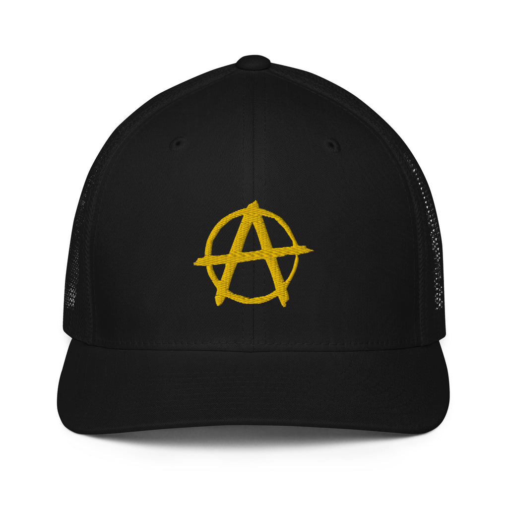 Ancap Anarchy Anarchocapitalism Black & Yellow Closed-back trucker cap - Proud Libertarian - Proud Libertarian