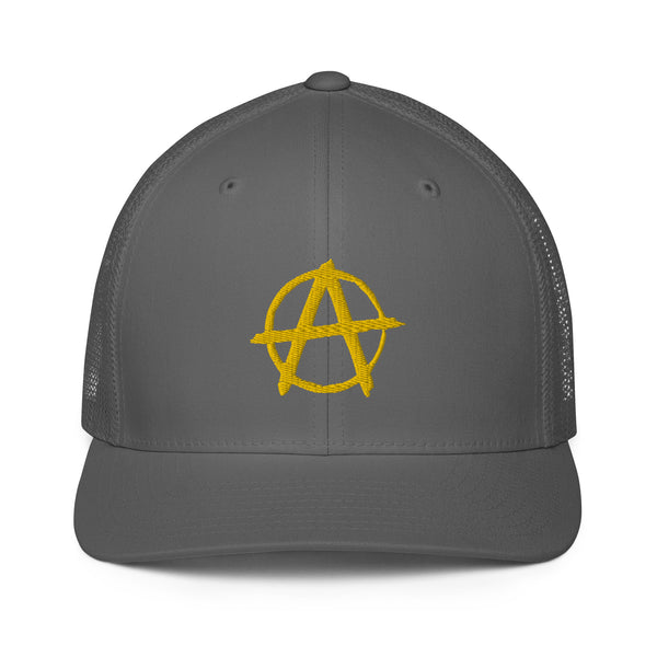 Ancap Anarchy Anarchocapitalism Black & Yellow Closed-back trucker cap - Proud Libertarian - Proud Libertarian