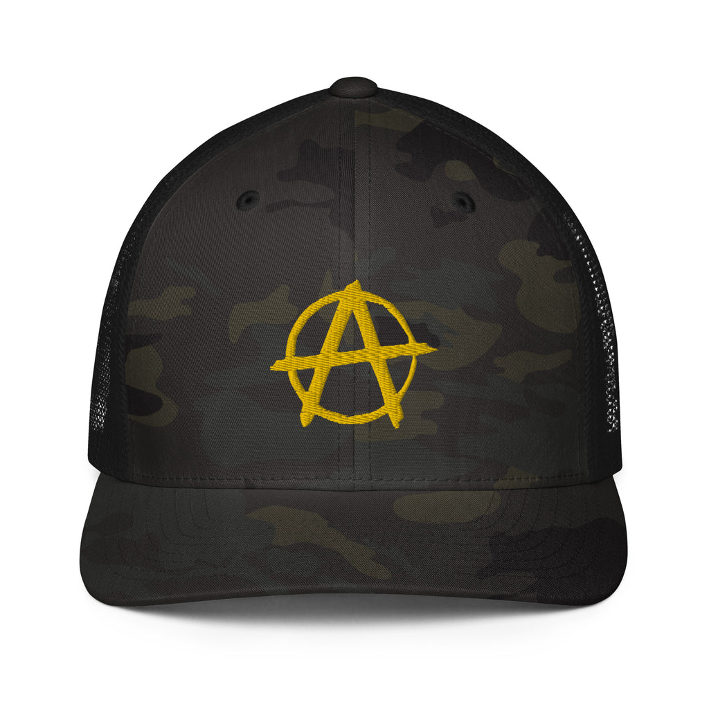 Ancap Anarchy Anarchocapitalism Black & Yellow Closed-back trucker cap - Proud Libertarian - Proud Libertarian