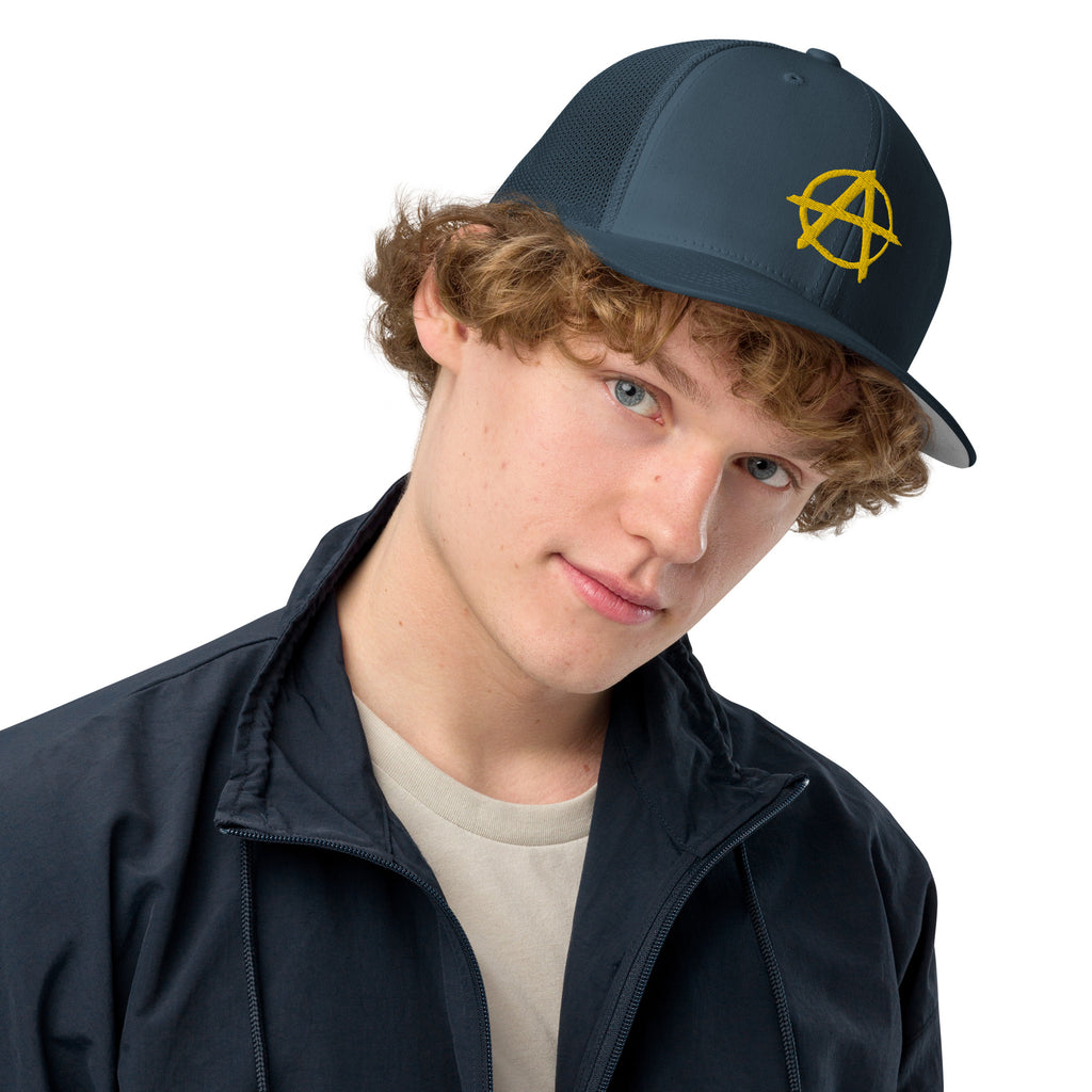 Ancap Anarchy Anarchocapitalism Black & Yellow Closed-back trucker cap - Proud Libertarian - Proud Libertarian