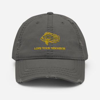 Love your Neighbor Distressed Dad Hat - Proud Libertarian - Owluntaryist