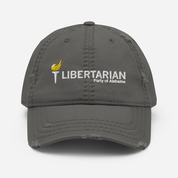 LP Alabama Distressed Dad Hat - Proud Libertarian - Libertarian Party of Alabama