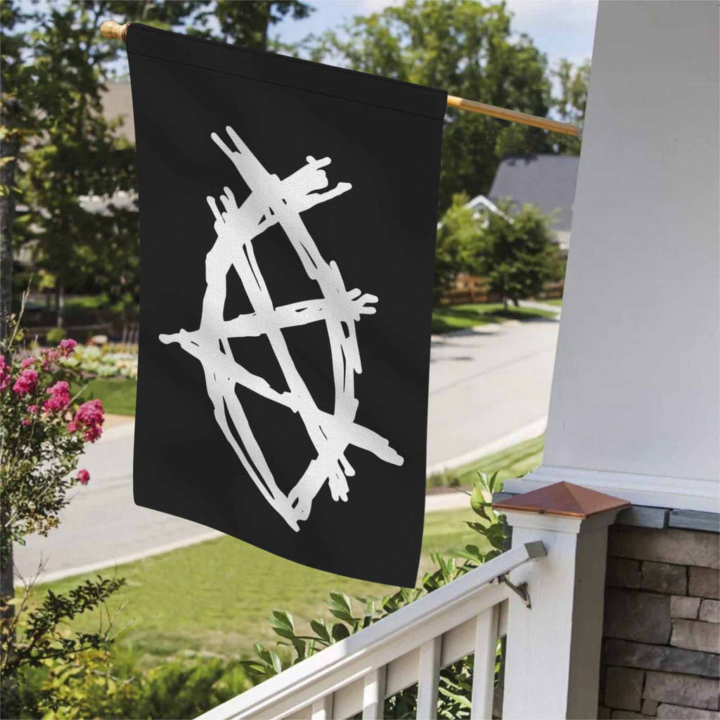 AnarchoChristian - Anarchist Fish Double-Sided Flag - Proud Libertarian - Anarchochristian