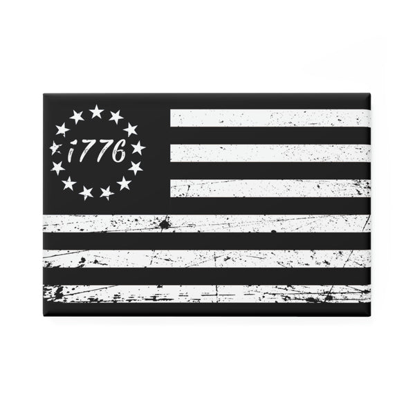 Betsy Ross Black Flag Button Magnet, Rectangle (1 & 10 pcs) - Proud Libertarian - Printify