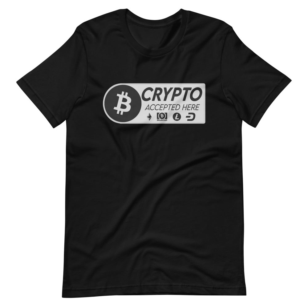 Crypto Accepted Here Short-Sleeve Unisex T-Shirt - Proud Libertarian - Libertarian Frontier