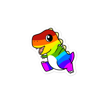 LGBTQ Tyrannosaurus Rex Cartoon - Bubble-free stickers - Proud Libertarian - Cartoons of Liberty