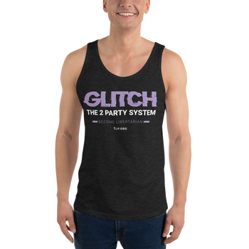 Glitch the Two Party System - Unisex Tank Top - Proud Libertarian - Pirate Smile