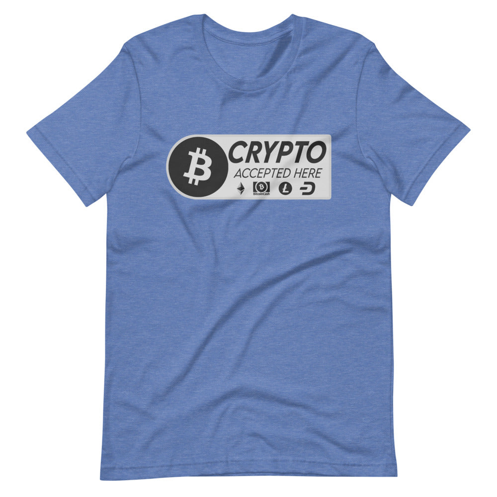 Crypto Accepted Here Short-Sleeve Unisex T-Shirt - Proud Libertarian - Libertarian Frontier