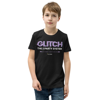 Glitch the Two Party System Youth Short Sleeve T-Shirt - Proud Libertarian - Pirate Smile