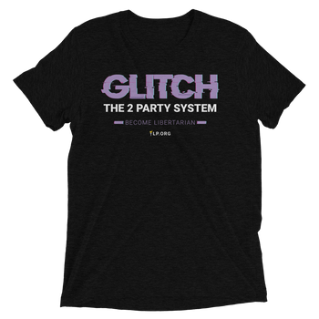 Glitch the Two Party System Tri-Blend Unisex Shirt - Proud Libertarian - Pirate Smile