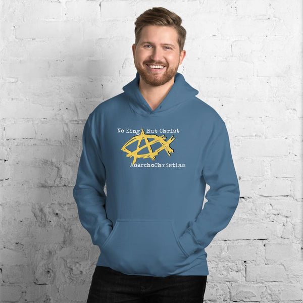 AnarchoChristian No King But Christ - Anarchist Jesus Fish Unisex Hoodie - Proud Libertarian - AnarchoChristian