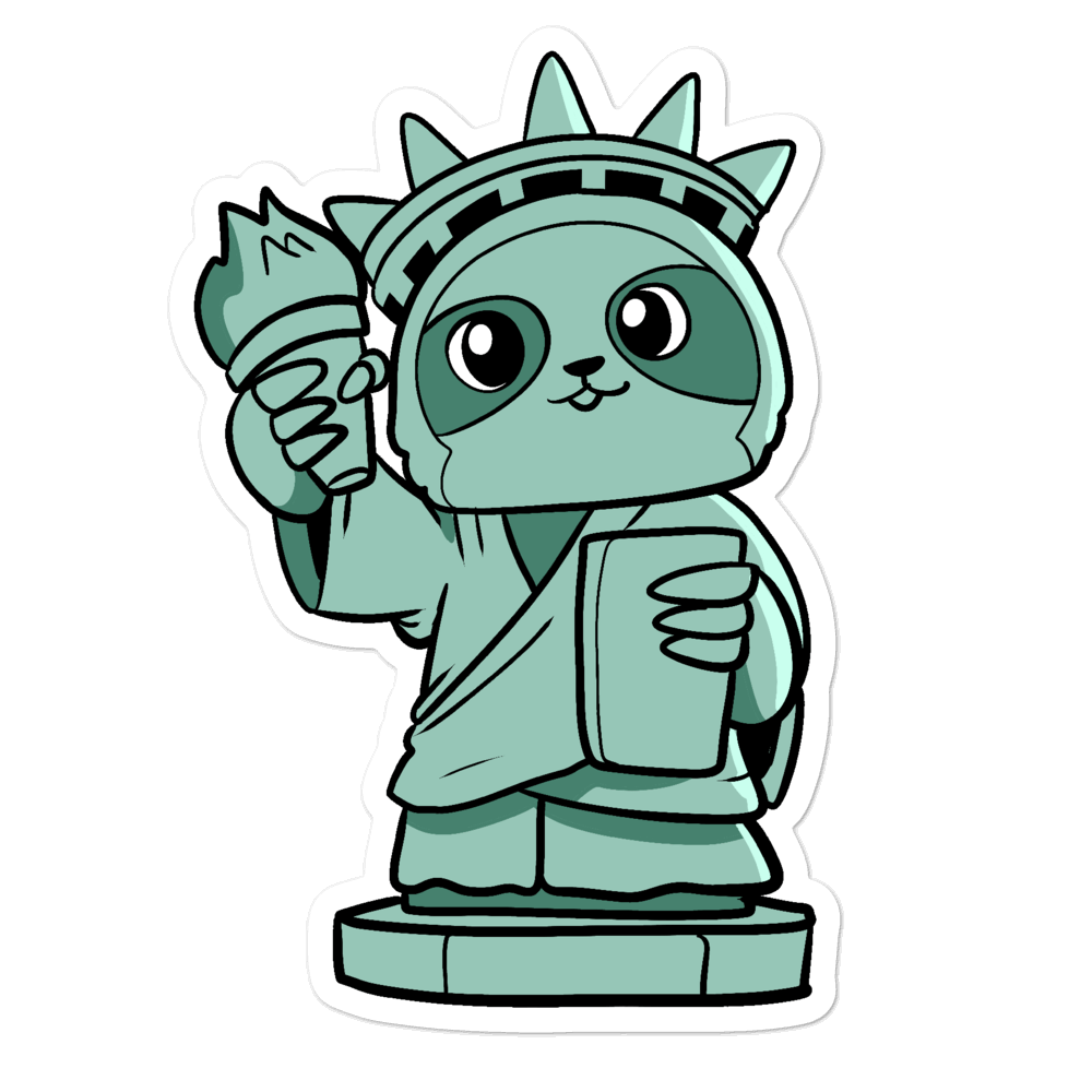 Sloth of Liberty Cartoon - Bubble-free stickers - Proud Libertarian - Cartoons of Liberty