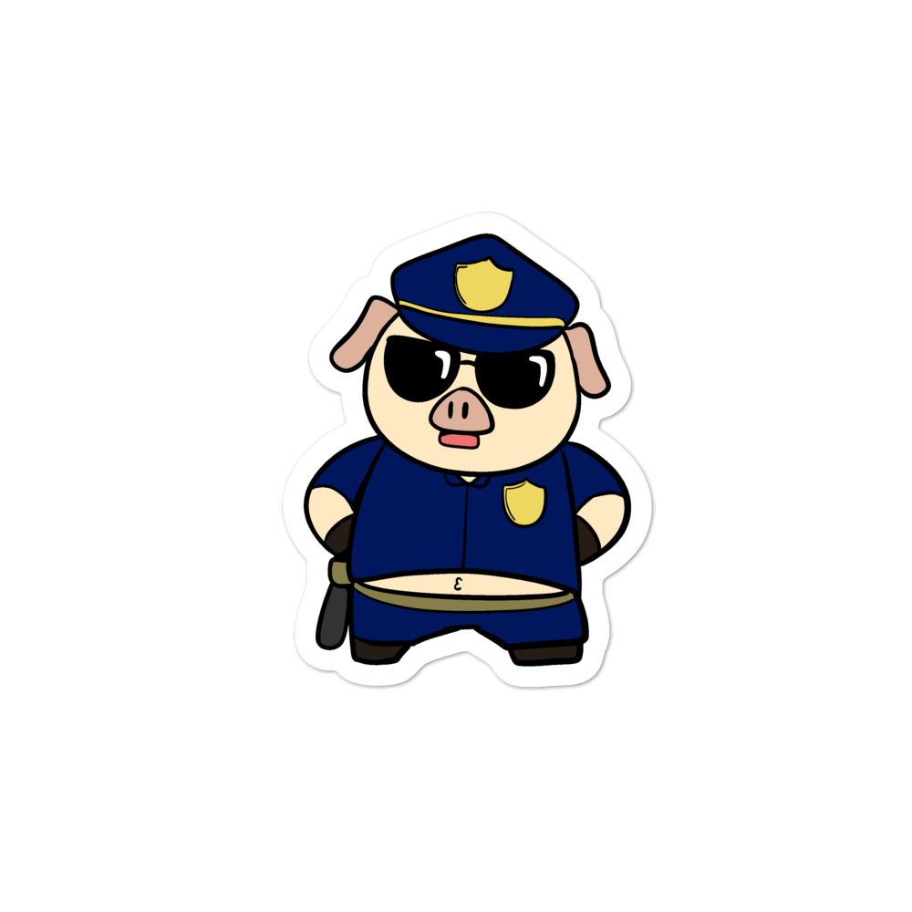 Police Pig Cartoon - Bubble-free stickers - Proud Libertarian - Cartoons of Liberty