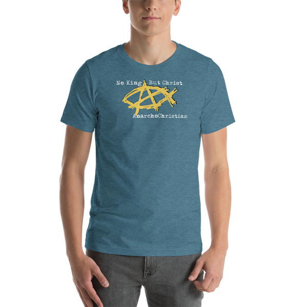 AnarchoChristian - No King But Christ - Anarchist Jesus Fish Premium T-Shirt - Proud Libertarian - AnarchoChristian