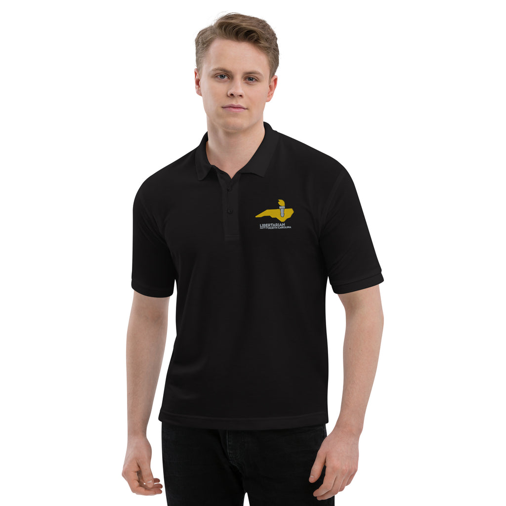 LPNC Men's Premium Polo - Proud Libertarian - Libertarian Party of North Carolina