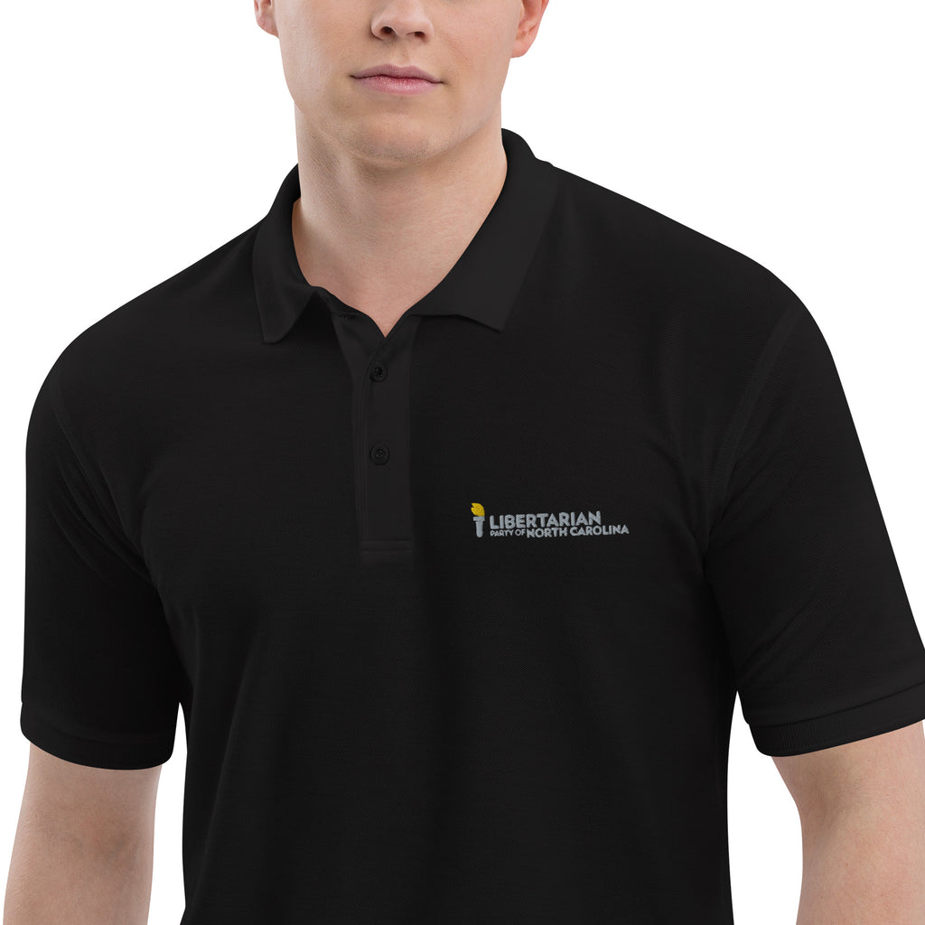 LPNC Men's Premium Polo - Proud Libertarian - Libertarian Party of North Carolina