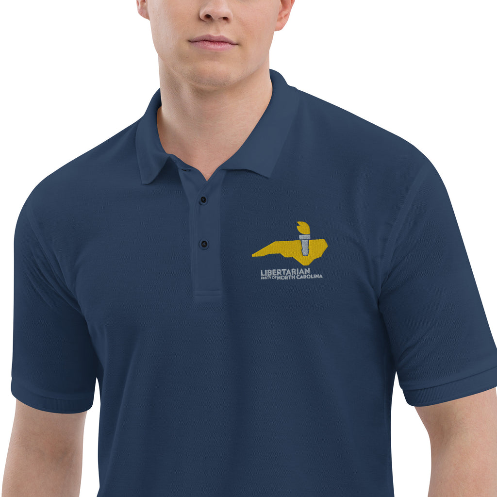 LPNC Men's Premium Polo - Proud Libertarian - Libertarian Party of North Carolina