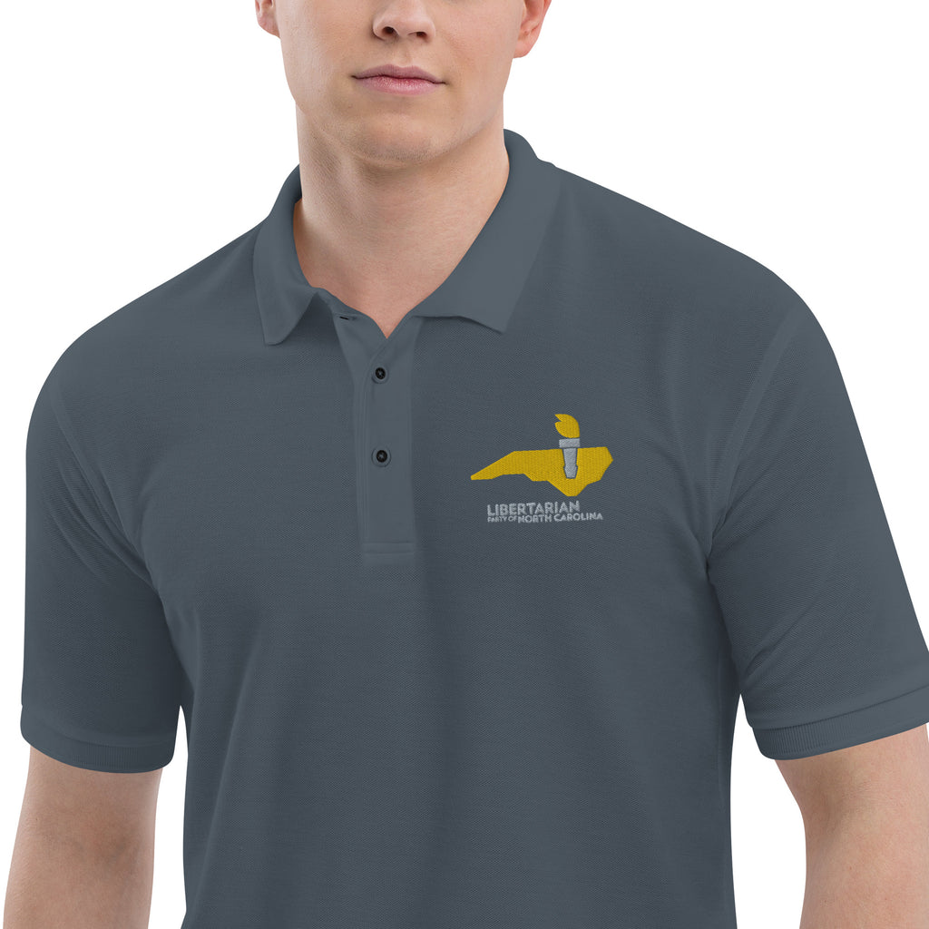 LPNC Men's Premium Polo - Proud Libertarian - Libertarian Party of North Carolina