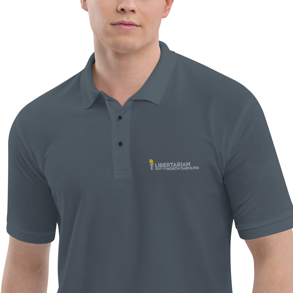 LPNC Men's Premium Polo - Proud Libertarian - Libertarian Party of North Carolina