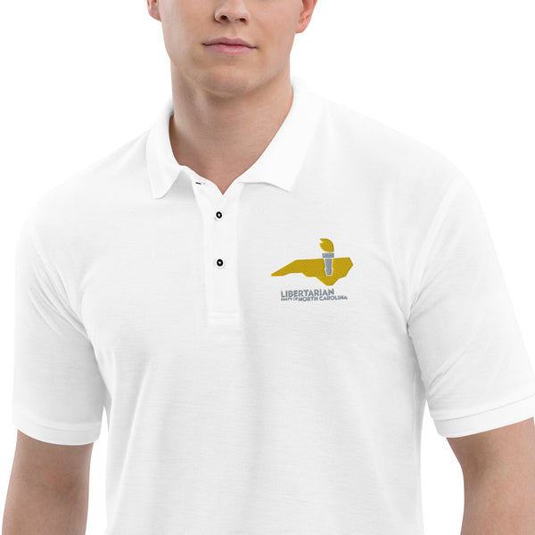 LPNC Men's Premium Polo - Proud Libertarian - Libertarian Party of North Carolina