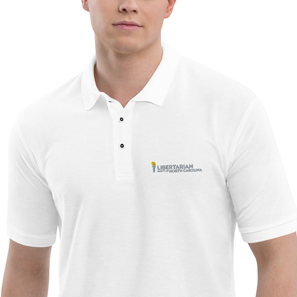 LPNC Men's Premium Polo - Proud Libertarian - Libertarian Party of North Carolina