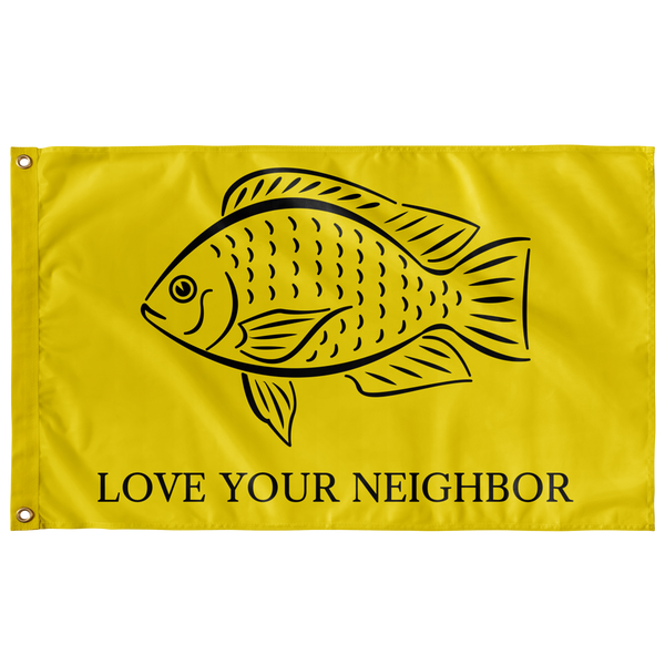 Love Your Neighbour Single Sided Flag - Proud Libertarian - Owluntaryist