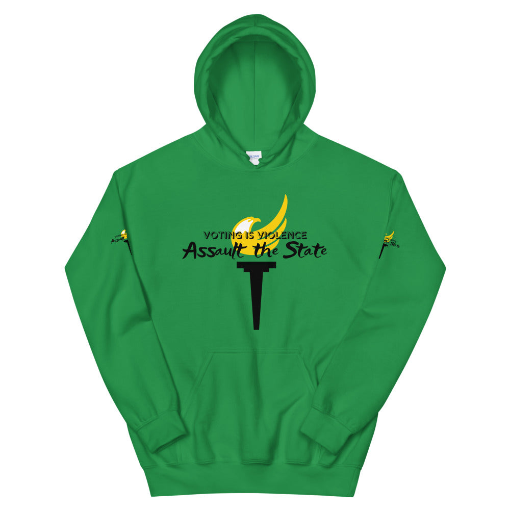 Voting is Violence - Assault the State Alaska LP Unisex Hoodie - Proud Libertarian - Alaska Libertarian Party