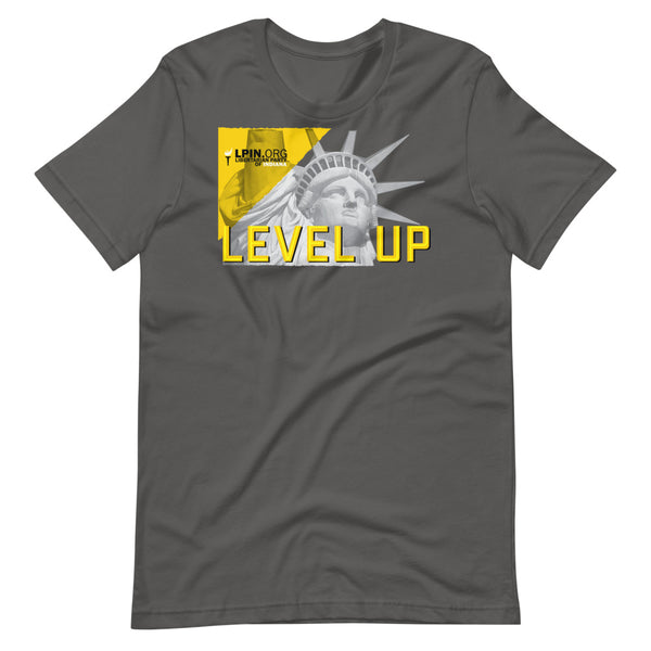 Level Up for Liberty LP Indiana Short-Sleeve Unisex T-Shirt - Proud Libertarian - Libertarian Party of Indiana