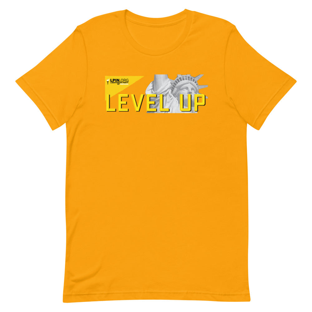 Level Up for Liberty LP Indiana Short-Sleeve Unisex T-Shirt - Proud Libertarian - Libertarian Party of Indiana