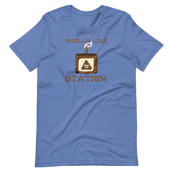 Smells Like Statism Poo Emoji Candle Short-Sleeve Unisex T-Shirt - Proud Libertarian - Proud Libertarian