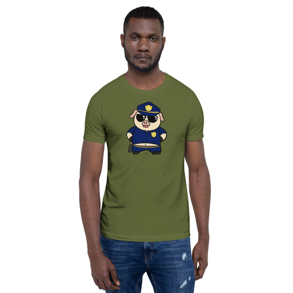 Police Pig Cartoon Short-Sleeve Unisex T-Shirt - Proud Libertarian - Cartoons of Liberty