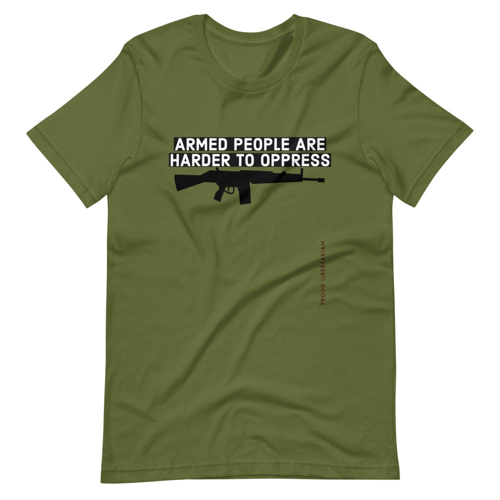 Armed People are harder to Oppress Short-Sleeve Unisex T-Shirt - Proud Libertarian - Proud Libertarian