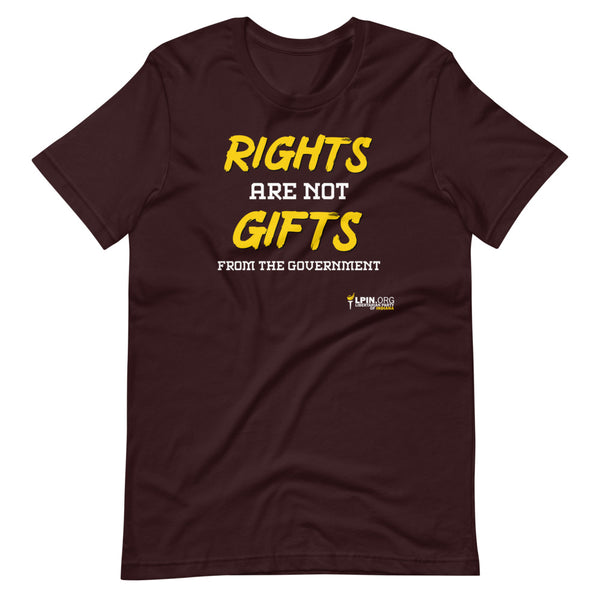 Rights are not Gifts from the Government LP-IN Short-Sleeve Unisex T-Shirt - Proud Libertarian - Libertarian Party of Indiana