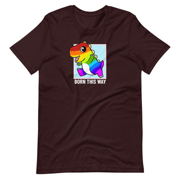 Born This Way LGBT Pride Cartoon Dinosaur Short-Sleeve Unisex T-Shirt - Proud Libertarian - Cartoons of Liberty