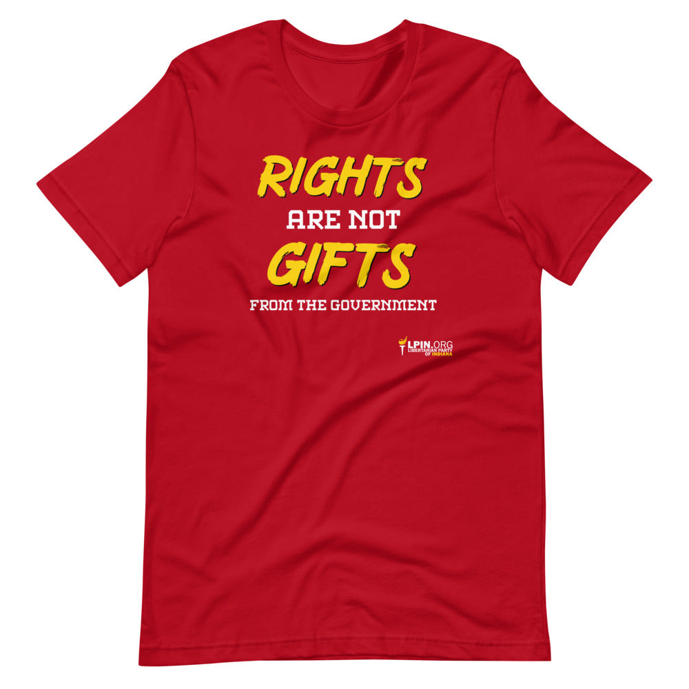 Rights are not Gifts from the Government LP-IN Short-Sleeve Unisex T-Shirt - Proud Libertarian - Libertarian Party of Indiana