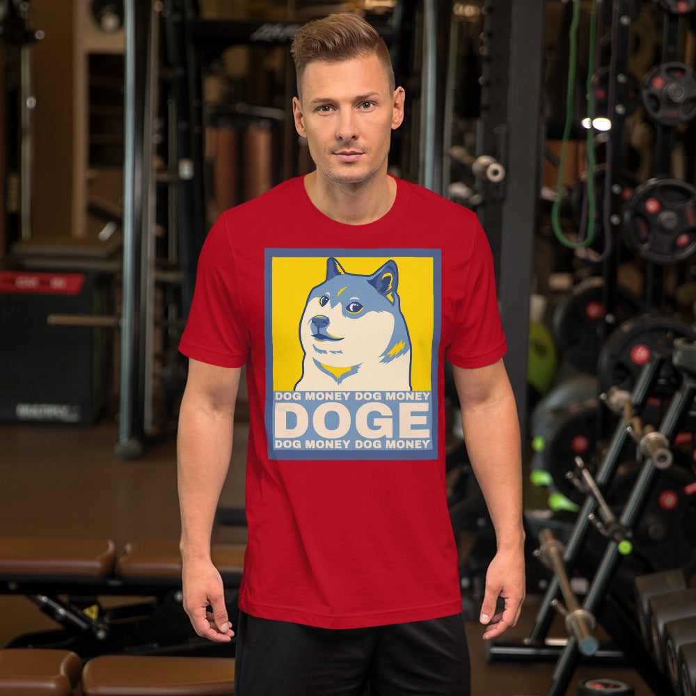 Dog Money Doge Cryptocurrency Short-Sleeve Unisex T-Shirt - Proud Libertarian - Proud Libertarian