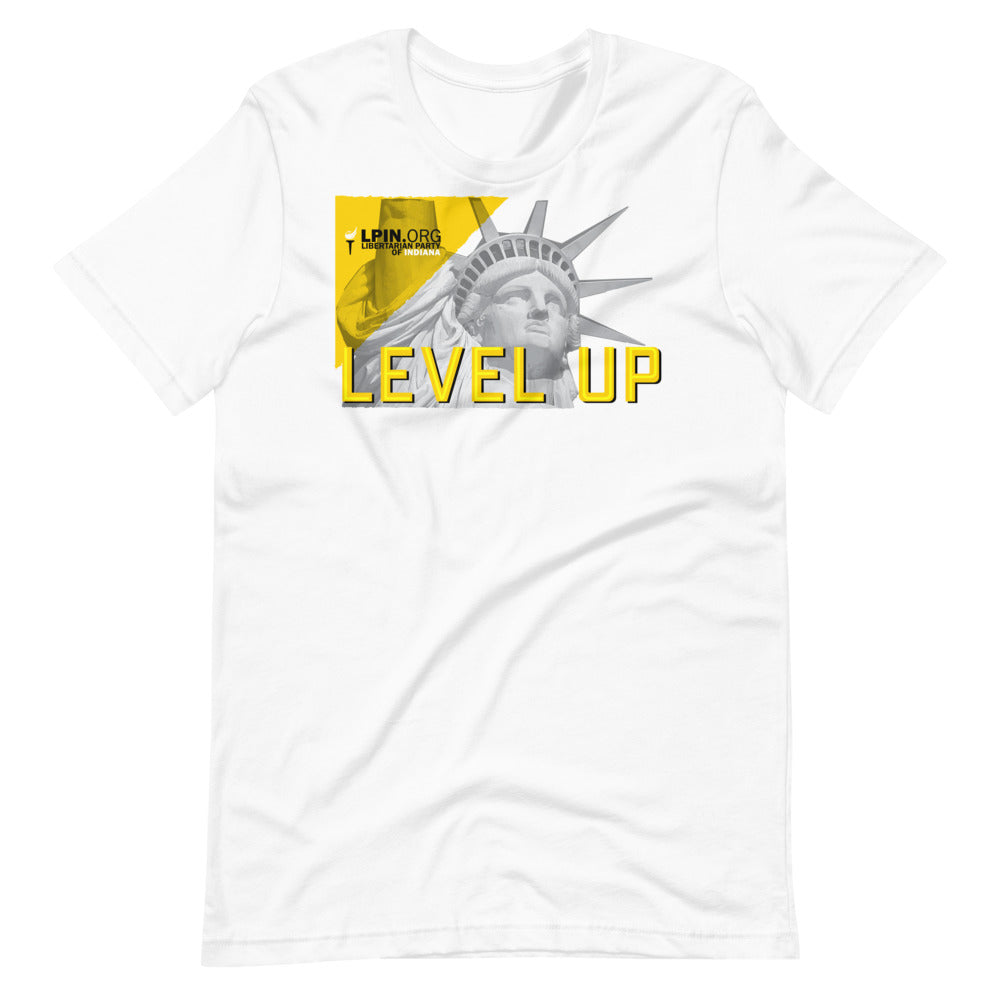 Level Up for Liberty LP Indiana Short-Sleeve Unisex T-Shirt - Proud Libertarian - Libertarian Party of Indiana