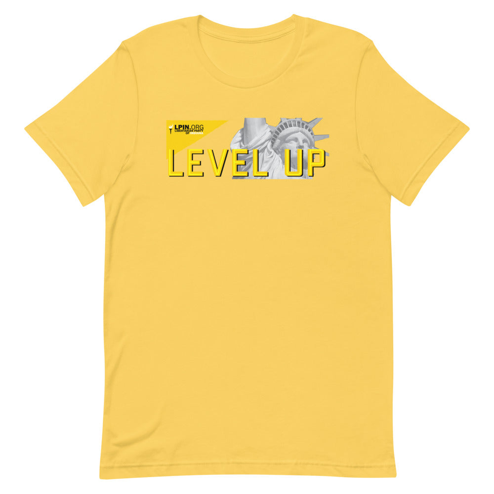 Level Up for Liberty LP Indiana Short-Sleeve Unisex T-Shirt - Proud Libertarian - Libertarian Party of Indiana