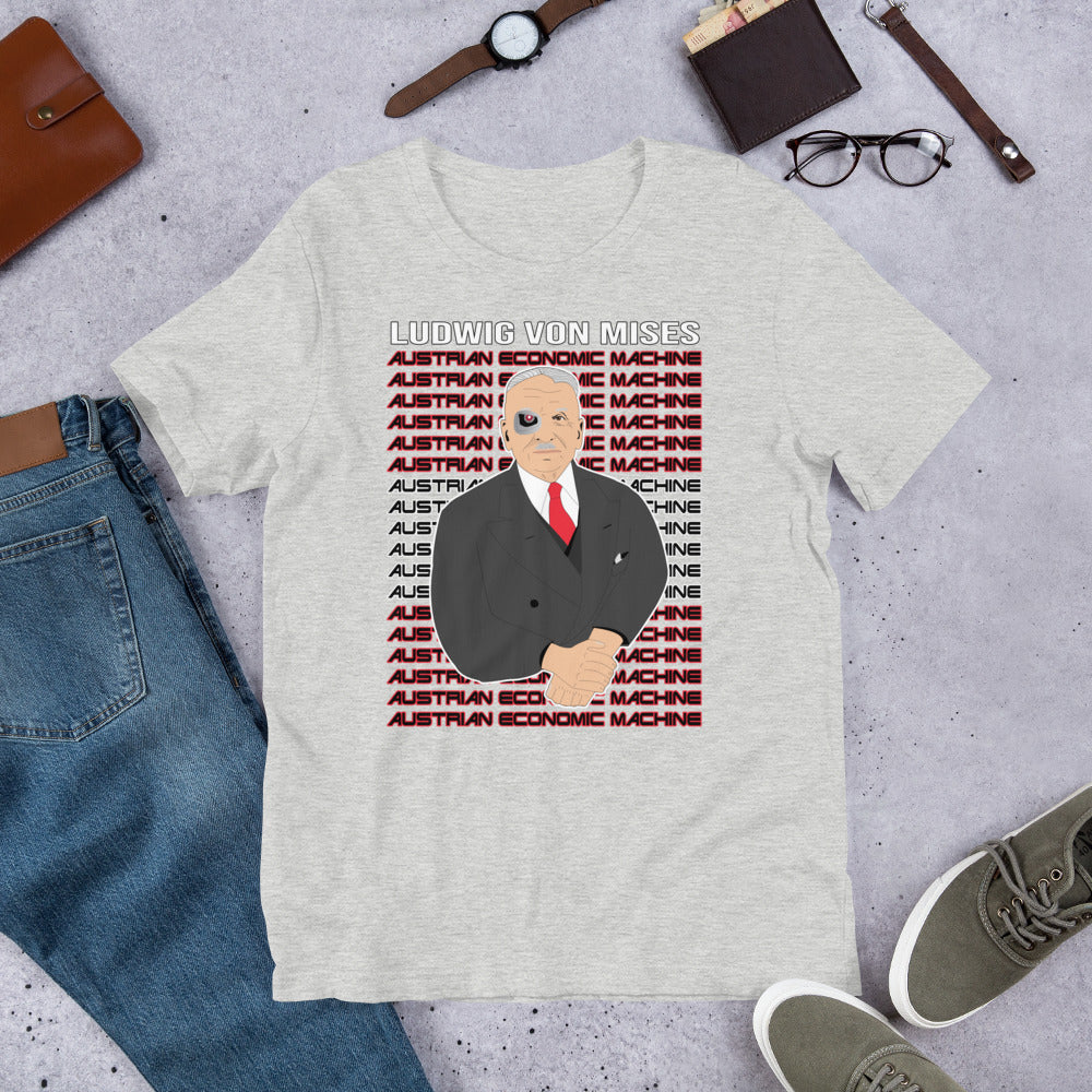 Ludwig von Mises - Austrian Economics Machine Short-Sleeve Unisex T-Shirt - Proud Libertarian - Hunter Wynn Designs