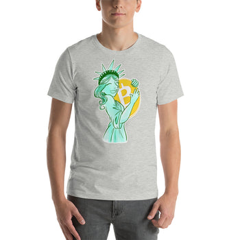 Bitcoin Statue of Liberty Short-sleeve unisex t-shirt - Proud Libertarian - Proud Libertarian