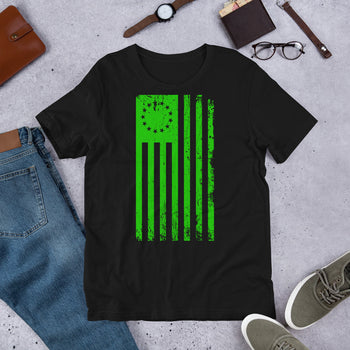 Green 1776 Flag VIntage Short-Sleeve Unisex T-Shirt - Proud Libertarian - Libertarian Frontier