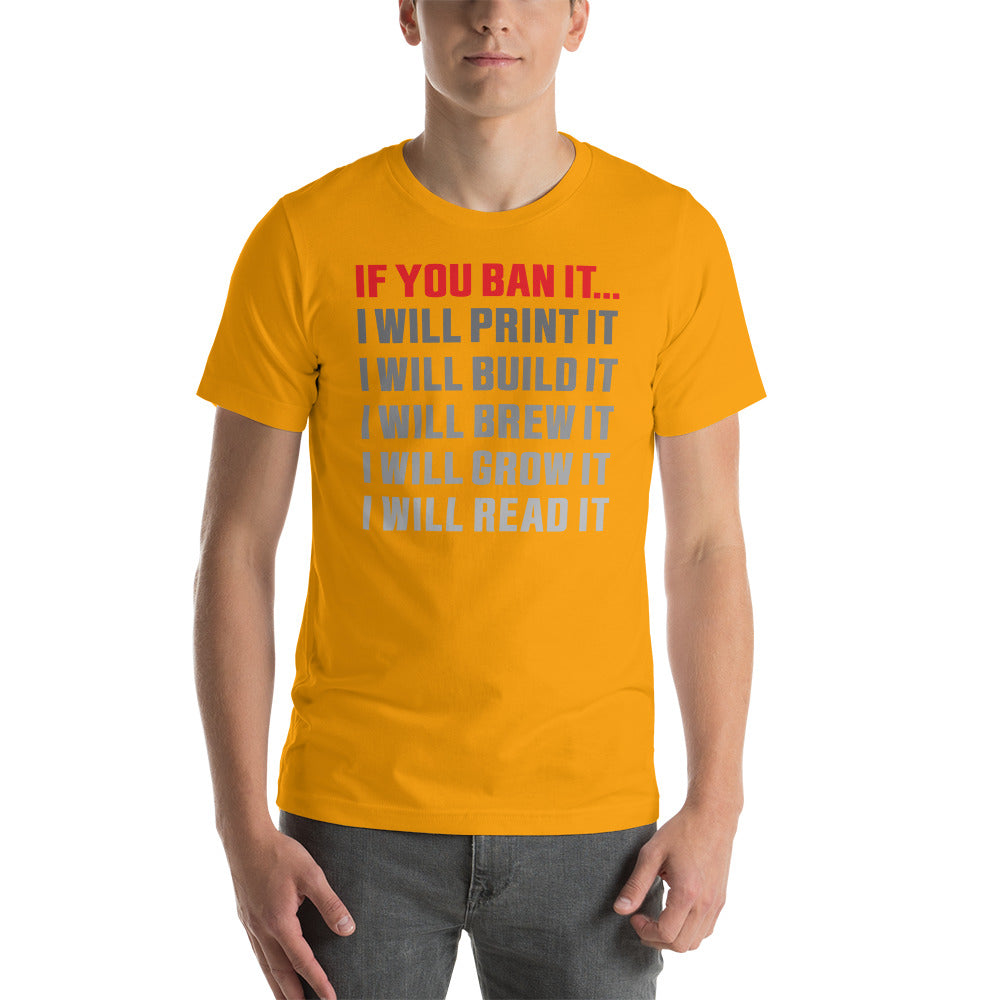 If you Ban it (LPTN Logo) Short-sleeve unisex t-shirt - Proud Libertarian - Libertarian Party of Tennessee