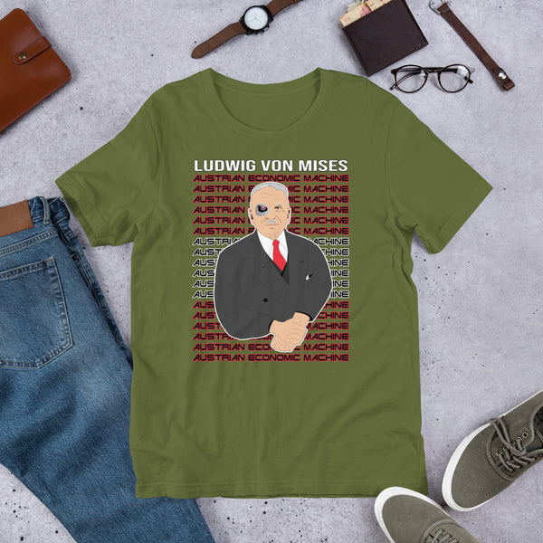 Ludwig von Mises - Austrian Economics Machine Short-Sleeve Unisex T-Shirt - Proud Libertarian - Hunter Wynn Designs