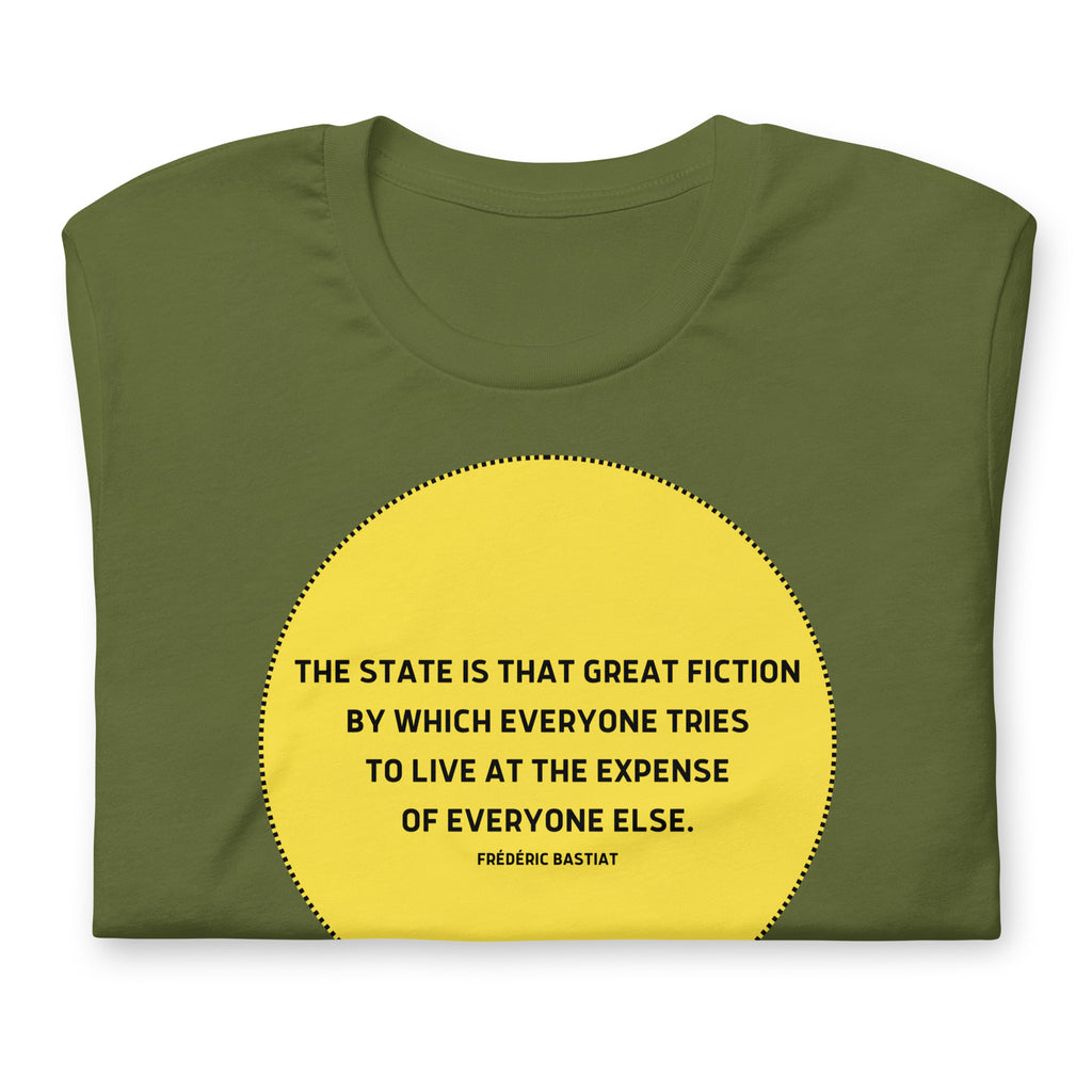 The state is that great fiction - Bastiat Short-Sleeve Unisex T-Shirt - Proud Libertarian - NewStoics