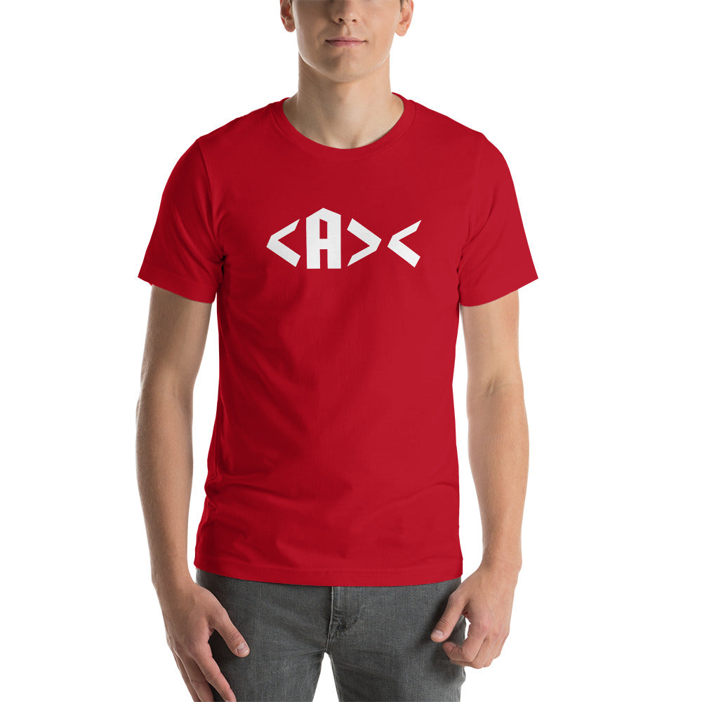 AnarchoChristian <A>< Unisex Short Sleeve T-Shirt - Proud Libertarian - AnarchoChristian