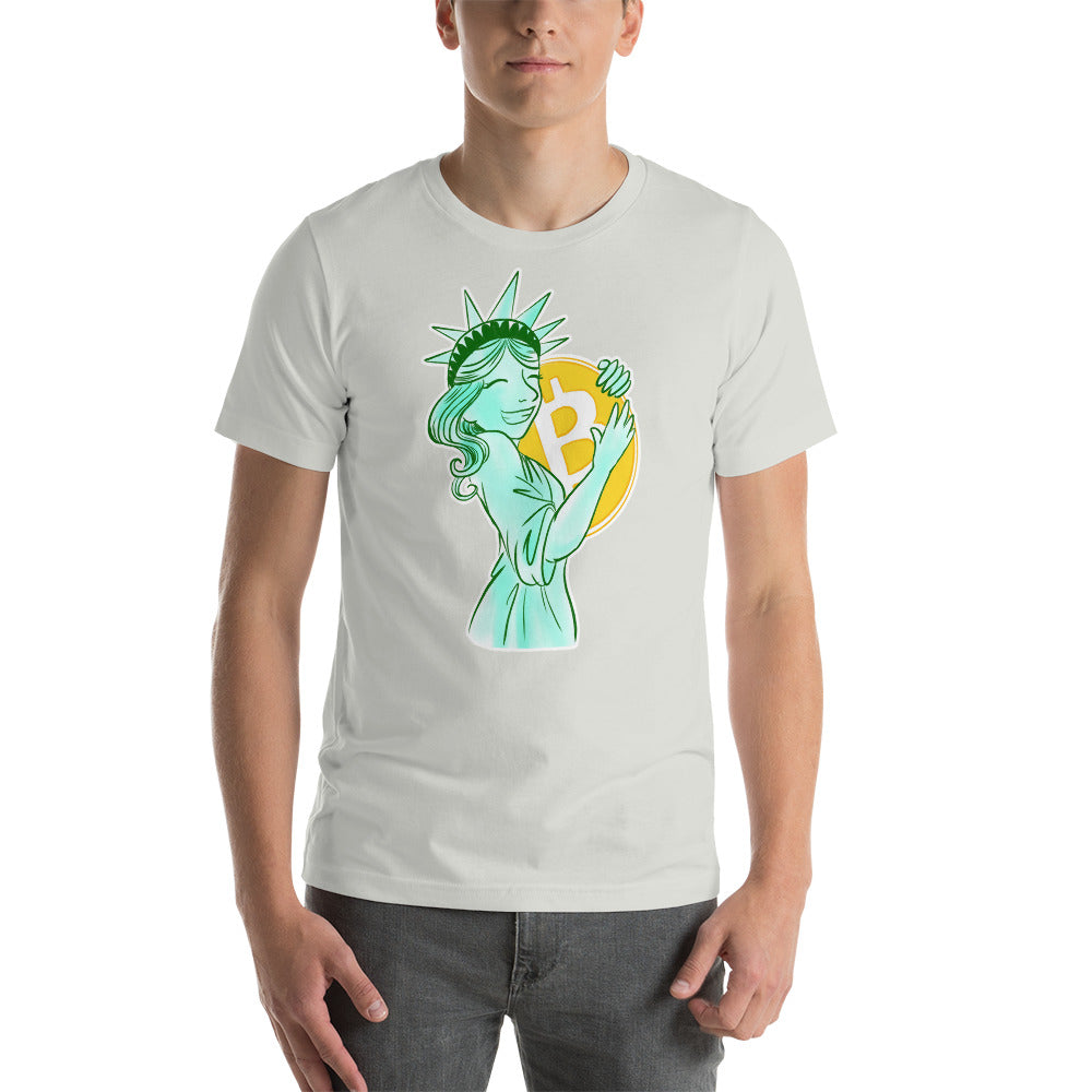 Bitcoin Statue of Liberty Short-sleeve unisex t-shirt - Proud Libertarian - Proud Libertarian