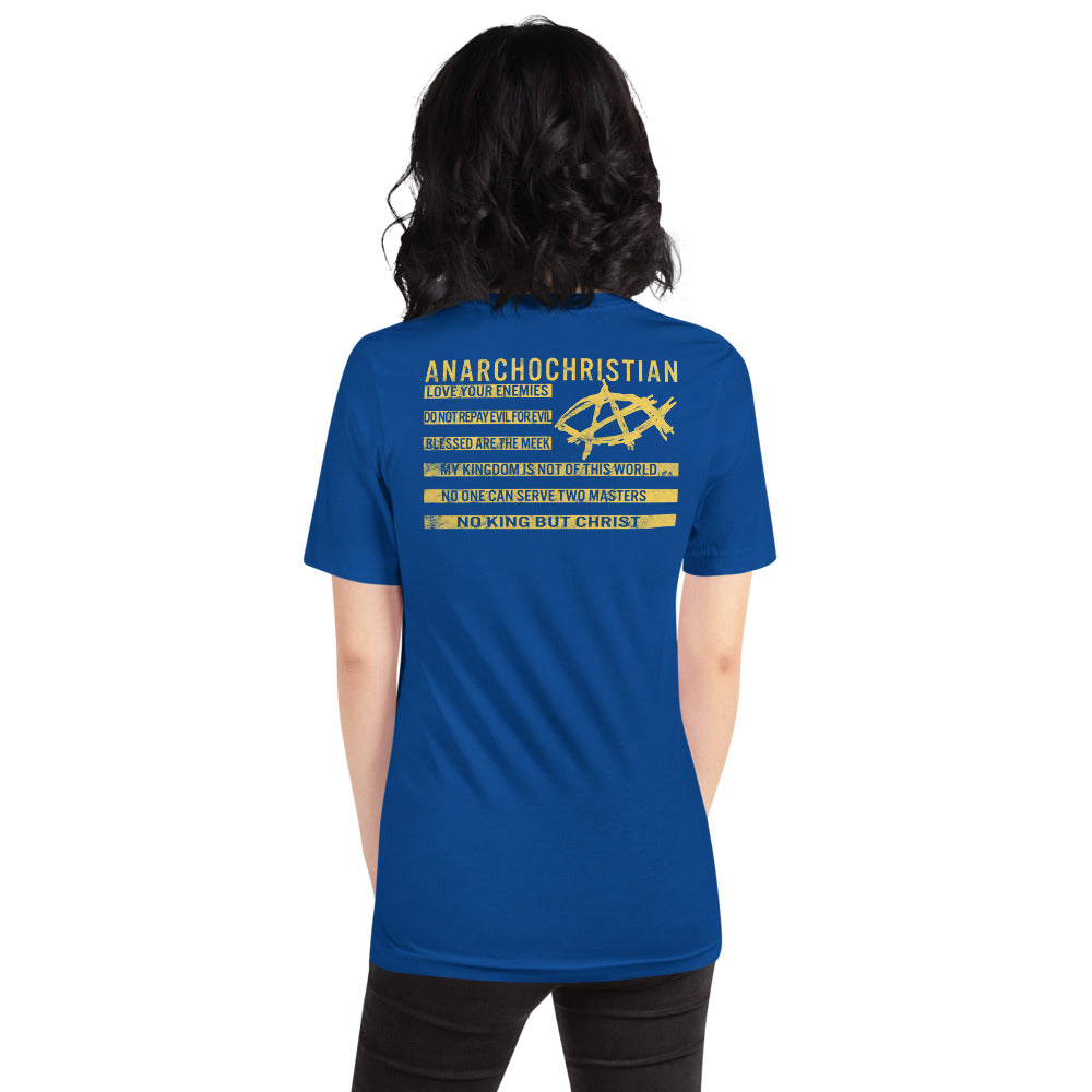 Anarchochristian Flag Shirt (Print on Back) Short-Sleeve Unisex T-Shirt - Proud Libertarian - AnarchoChristian