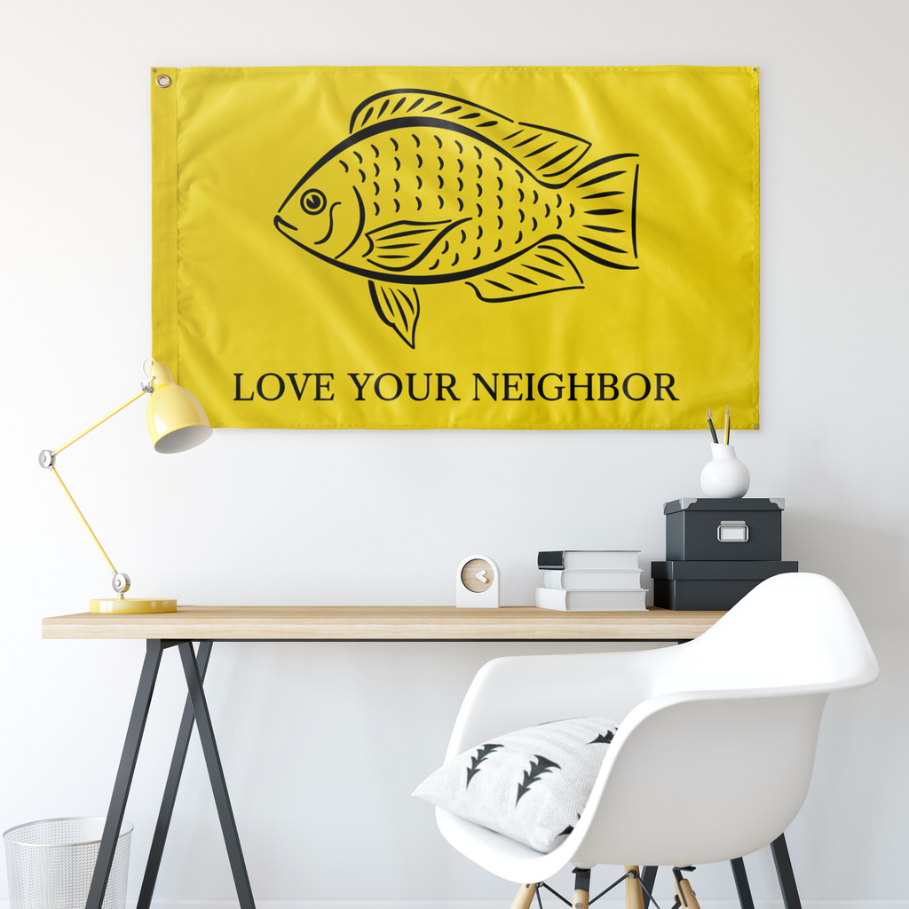 Love Your Neighbor Single Sided Flag - Proud Libertarian - Owluntaryist